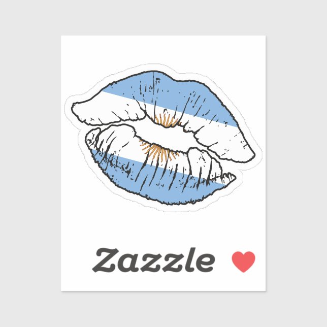 Argentina Argentinian Lipstick Love Flag Sticker (Sheet)