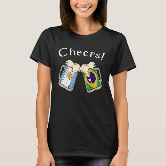 Argentina Brazil Flag Cheers Beer Grown Patriot Co T-Shirt (Front)