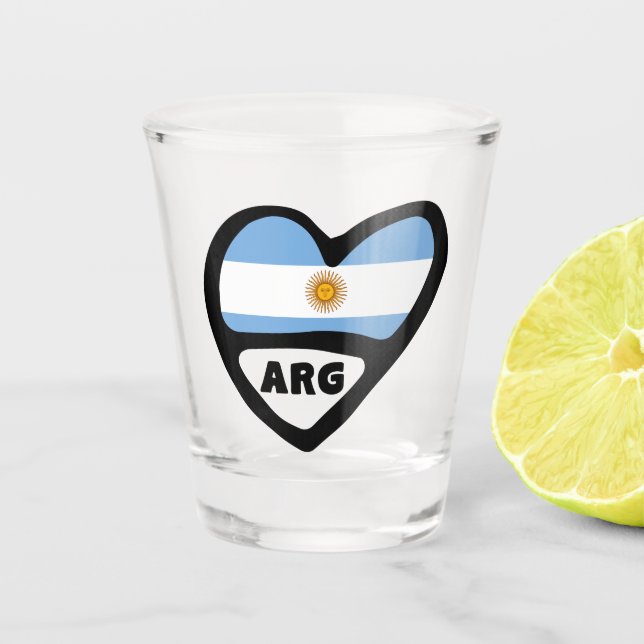 Argentina Country Code Flag Heart ARG  Shot Glass (Front)