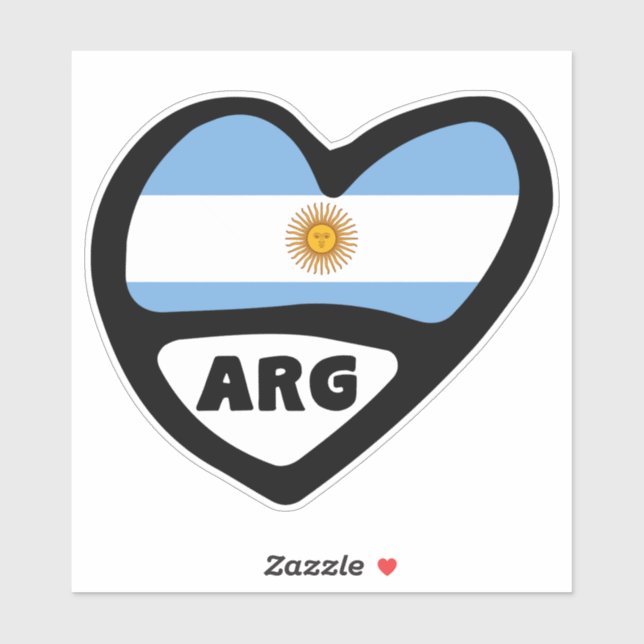 Argentina Country Code Flag Heart ARG Sticker (Sheet)