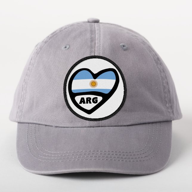 Argentina Country Code Flag Heart Pin Badge, ARG Patch (On Headwear)