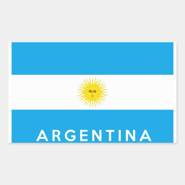 argentina country flag symbol name text rectangular sticker (Front)