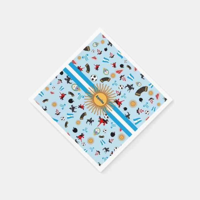 Argentina- country flag with famous icons napkins (Corner)