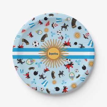 Argentina- Country Flag With Famous Items Paper Plates by Bloemmie29 at Zazzle