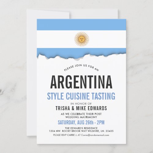 Argentina Cuisine  Party Flag White Invite