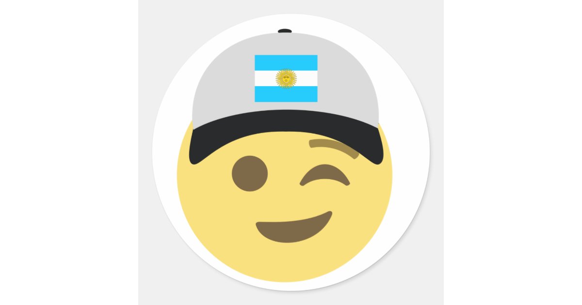 Argentina Emoji Baseball Hat Classic Round Sticker Zazzle Com