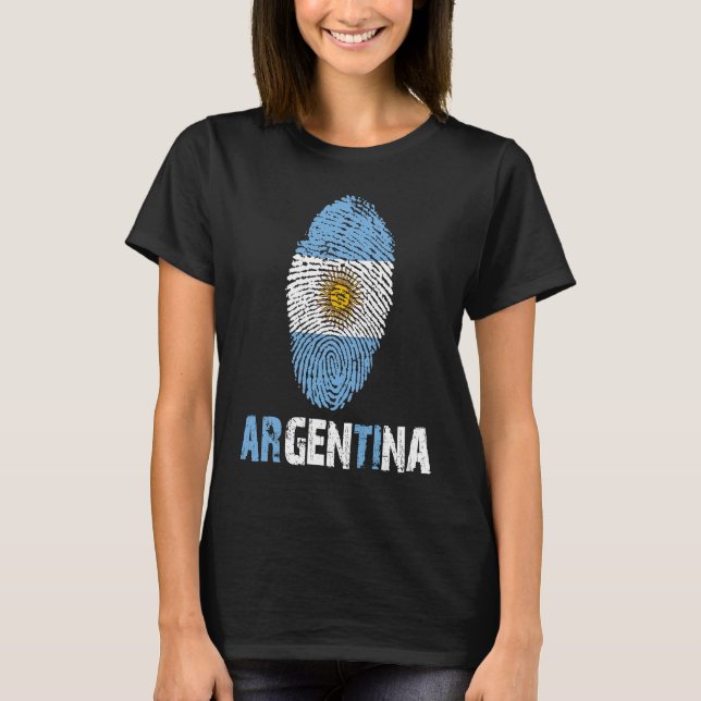 ARGENTINA Finger Print Flag  I Love Argentina Trav T-Shirt (Front)