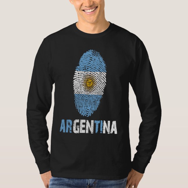 ARGENTINA Finger Print Flag  I Love Argentina Trav T-Shirt (Front)