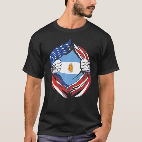 Argentina Flag American Proud of My Argentine Heri T_Shirt