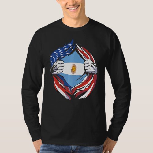 Argentina Flag American Proud of My Argentine Heri T_Shirt
