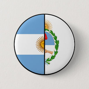 Argentina Flag and Coat of Arms Patriotic Button