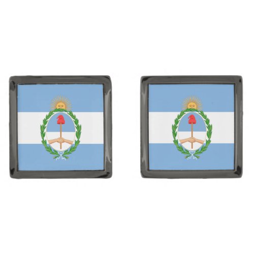 Argentina Flag and Coat Of Arms Patriotic Cufflinks