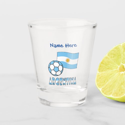 Argentina Flag and Soccer Personalized  Shot Glass