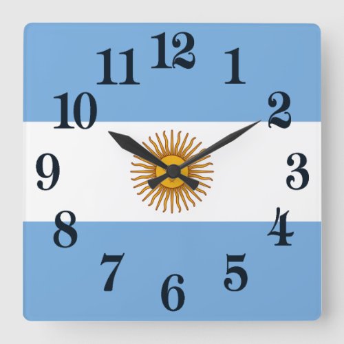 Argentina flag Bandera De Argentina Square Wall Clock