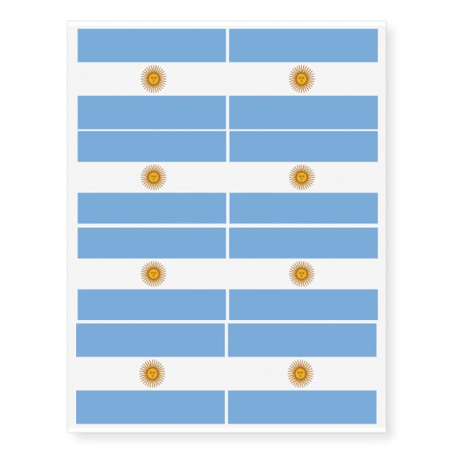 Argentina flag Bandera De Argentina Temporary Tattoos (Front)