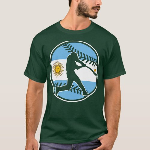 Argentina Flag Baseball Hitter Argentinian Basebal T_Shirt