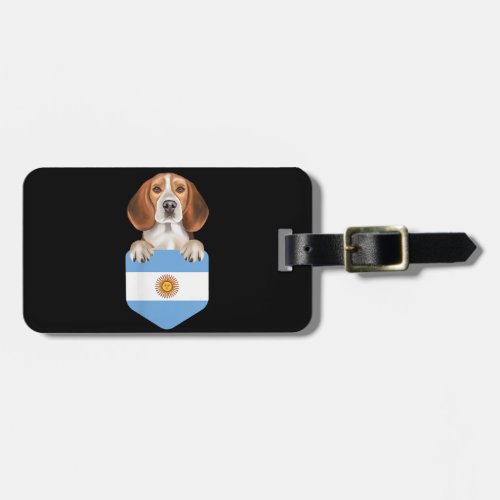Argentina Flag Beagle Dog In Pocket Luggage Tag