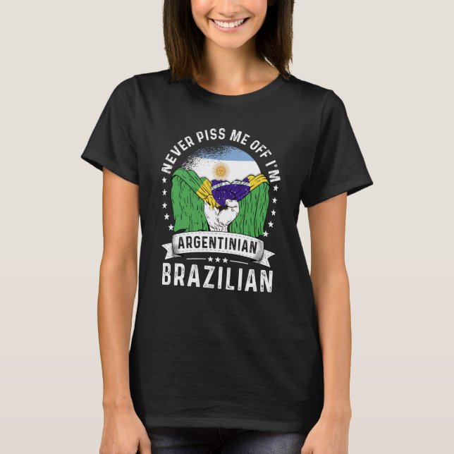 Argentina Flag Brazil Grown  Humor Citizen Pride T-Shirt (Front)