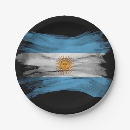 Argentina flag brush stroke national flag paper plates