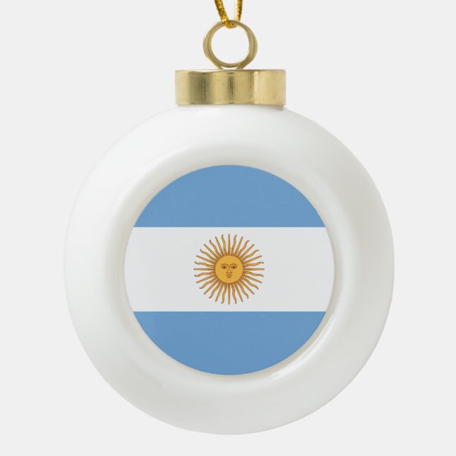 Argentina Flag Ceramic Ball Christmas Ornament (Front)