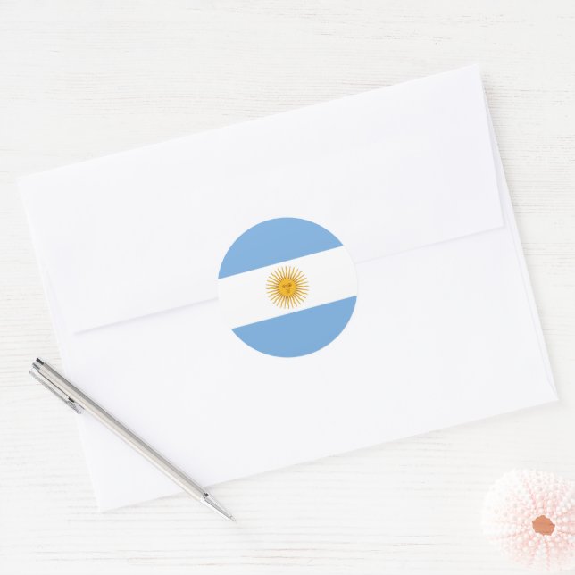 Argentina flag classic round sticker (Envelope)