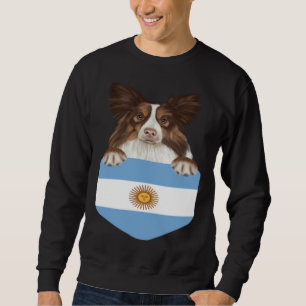Argentina Flag Collie Dog In Pocket Sweatshirt
