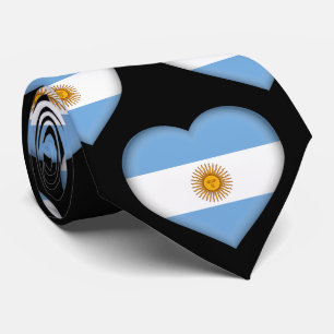 Argentina Flag Colors Heart Pattern Neck Tie