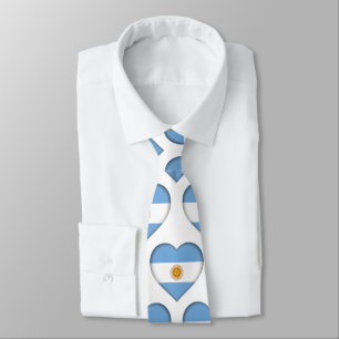 Argentina Flag Colors Heart Pattern Neck Tie