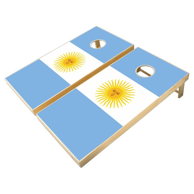 Argentina Flag Cornhole Set (Angled)
