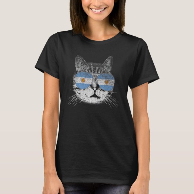 Argentina Flag Country Roots Cat  Pride  Family T-Shirt (Front)