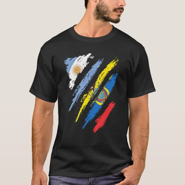 Argentina Flag Ecuador Grown Patriot Country Strip T-Shirt (Front)