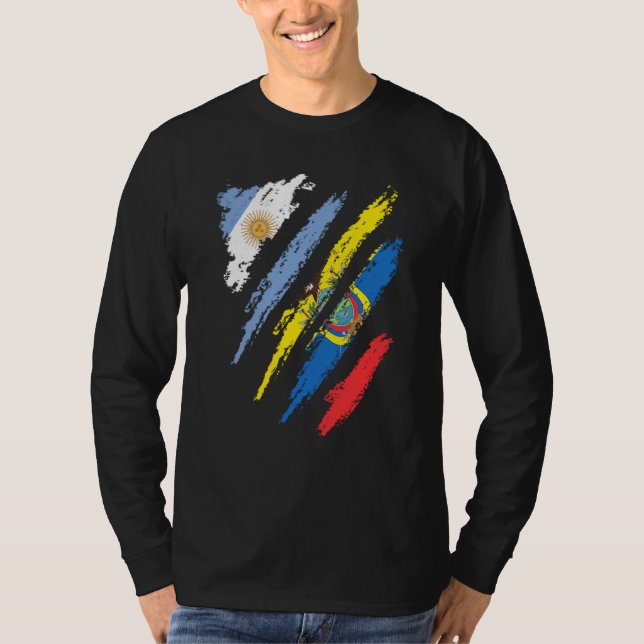 Argentina Flag Ecuador Grown Patriot Country Strip T-Shirt (Front)