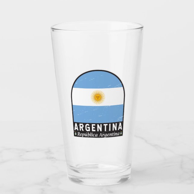 Argentina Flag Emblem Distressed Vintage  Glass (Front)
