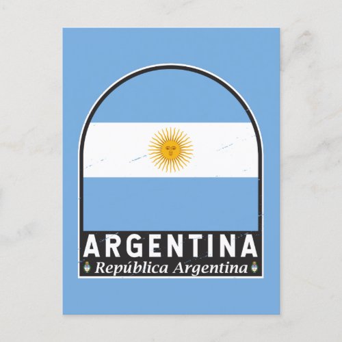 Argentina Flag Emblem Distressed Vintage Postcard