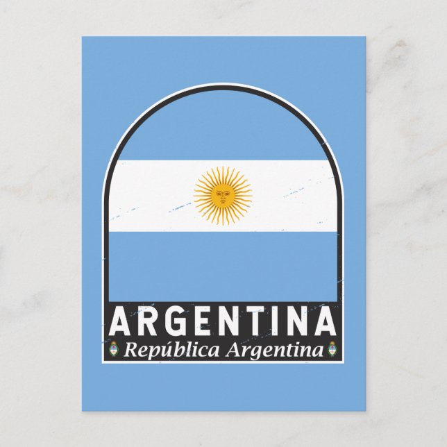 Argentina Flag Emblem Distressed Vintage Postcard (Front)