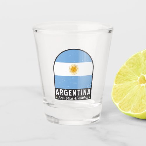 Argentina Flag Emblem Distressed Vintage  Shot Glass