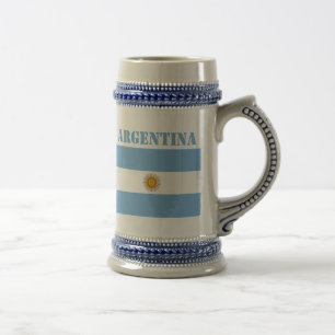 Argentina Flag Footballs Soccer Argentine Blue Beer Stein