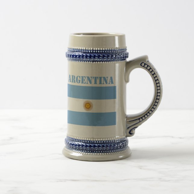 Argentina Flag Footballs Soccer Argentine Blue Beer Stein (Right)