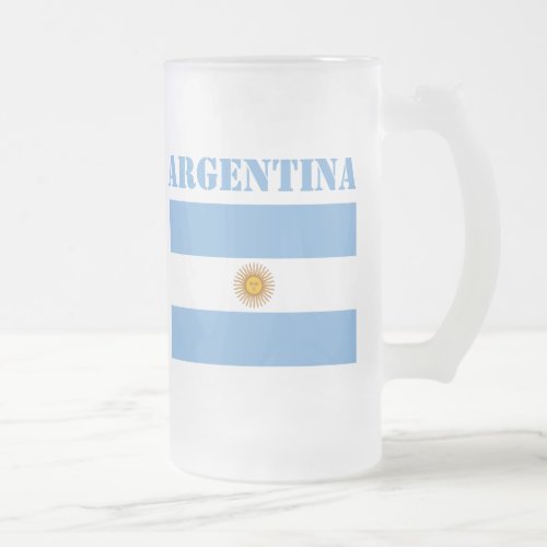 Argentina Flag Footballs Soccer Argentine Blue Frosted Glass Beer Mug
