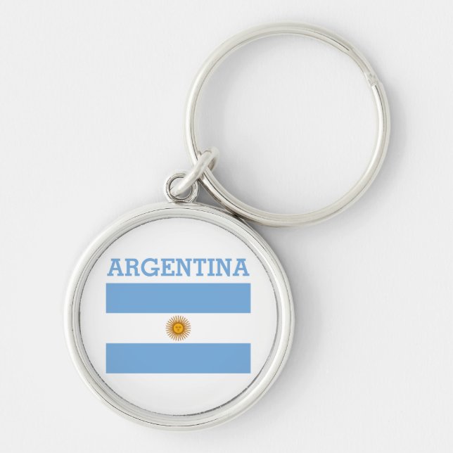 Argentina Flag Footballs Soccer Argentine Blue Key Keychain (Front)