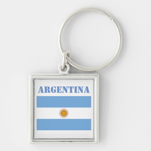 Argentina Flag Footballs Soccer Argentine Blue Keychain (Front)