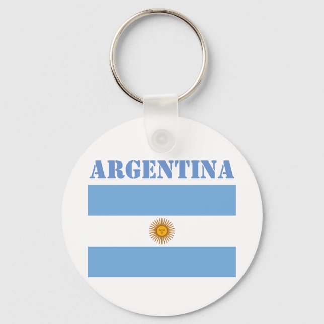 Argentina Flag Footballs Soccer Argentine Blue Keychain (Front)