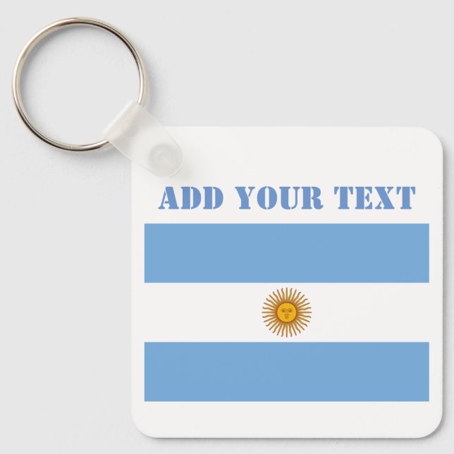 Argentina Flag Footballs Soccer Argentine Blue Keychain (Front)