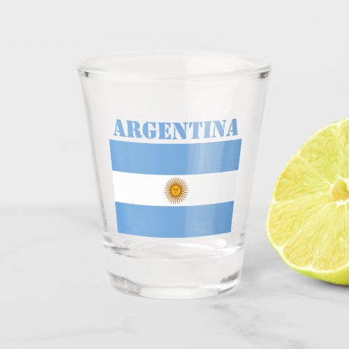 Argentina Flag Footballs Soccer Argentine Blue Shot Glass