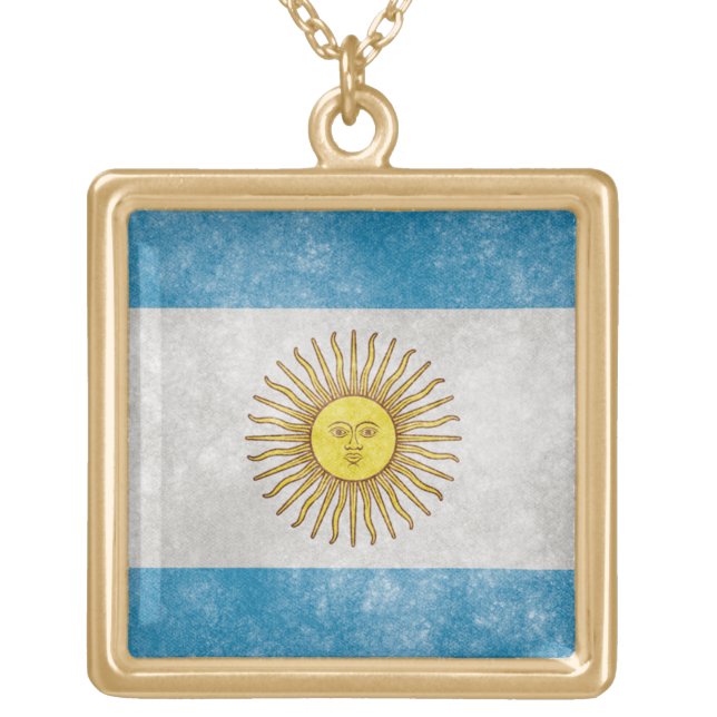 Argentina Flag Grunge Style Necklace (Front)