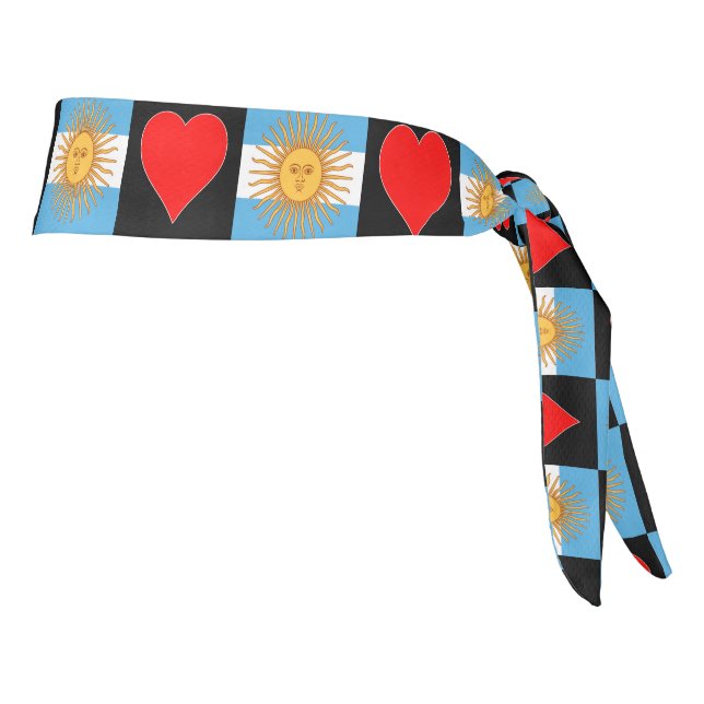 Argentina Flag Heart Love Pattern Argentine Pride Tie Headband (Rotate 90)