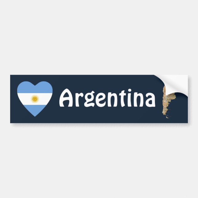 Argentina Flag Heart + Map Bumper Sticker (Front)