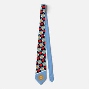 Argentina Flag Heart Pattern Patriotic Argentine Neck Tie