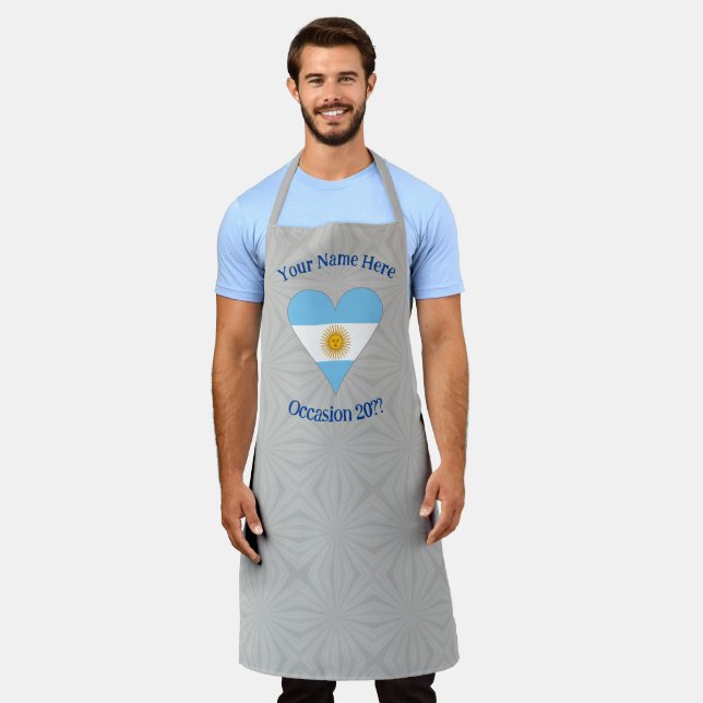 Argentina Flag Heart Personalized Apron (Worn)
