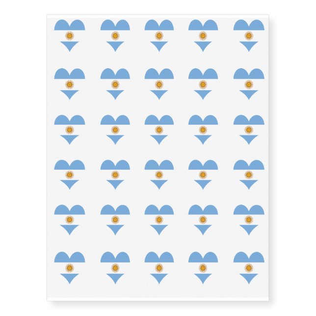 Argentina flag heart temporary tattoos (Front)